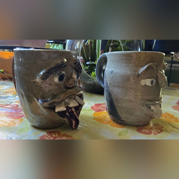 Ugly Face Handmade Pottery Mugs Set - Picture 4 of 9